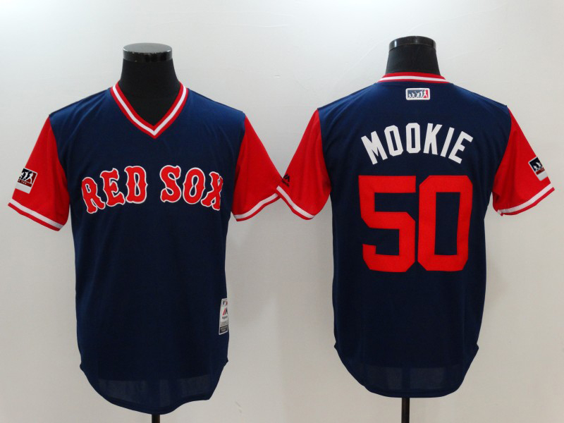 Men's Boston Red Sox #50 Mookie Betts Navy/Red 2018 Players Weekend Cool Base Stitched Jersey Men's Boston Red Sox #50 Mookie Betts Navy/Red 2018 Players Weekend Cool Base Stitched Jersey
